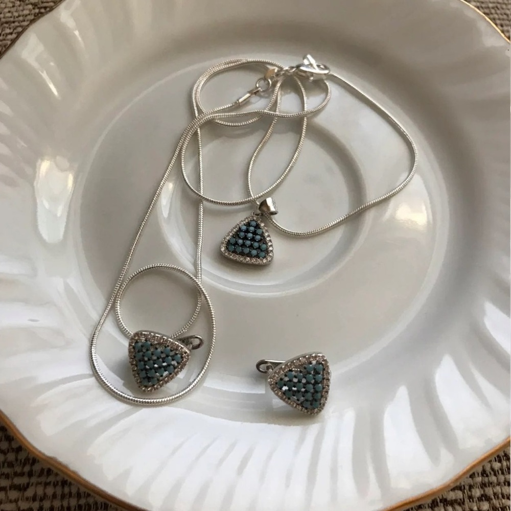 Triangles Topaz Turkish Earrings and Necklace